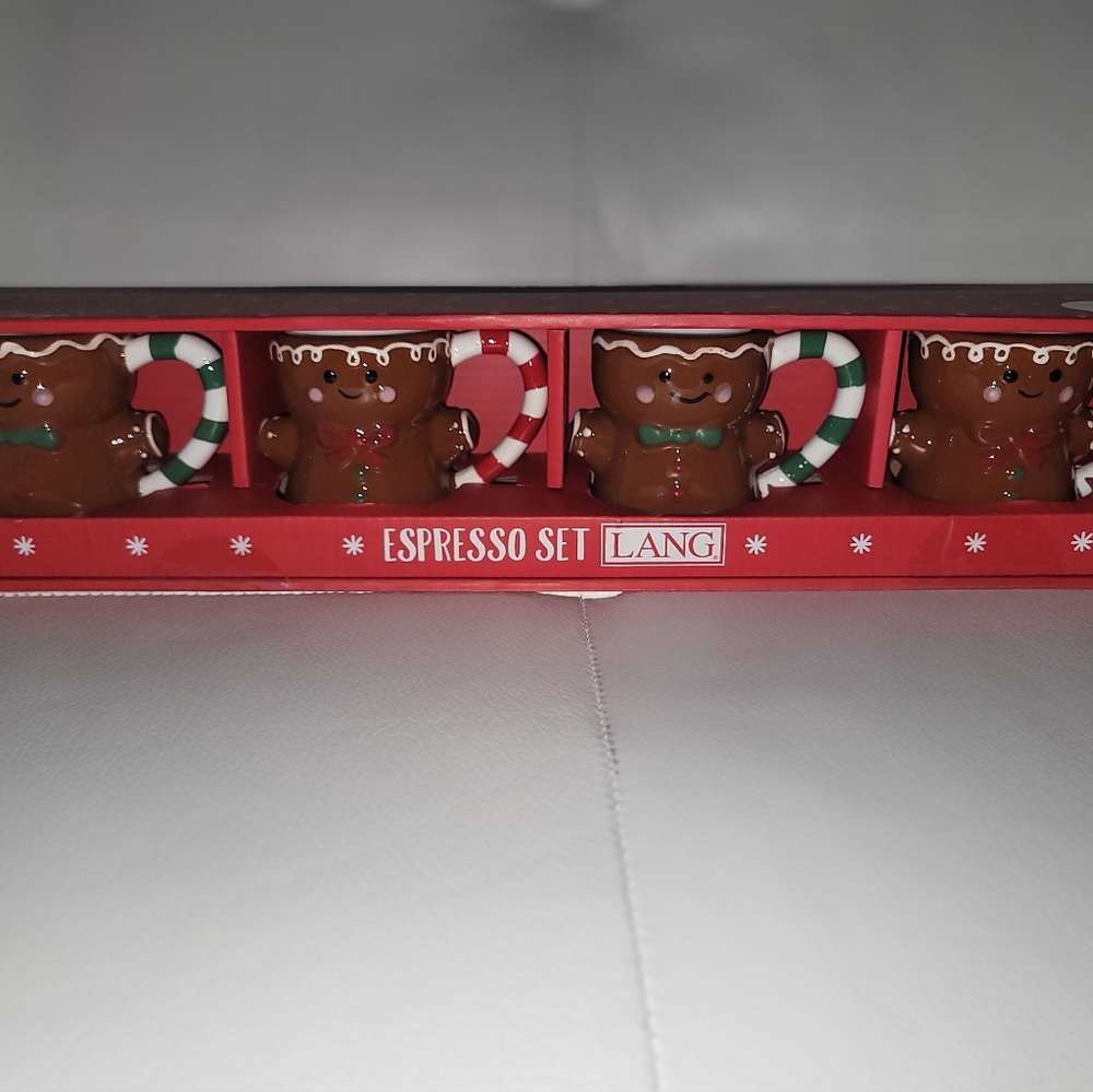 Lang Gingerbread men espresso mugs cups Christmas holiday gift coffee cart
